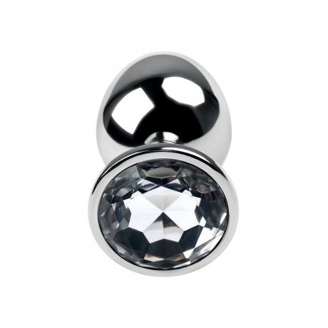 Анальная втулка Metal by TOYFA, металл, серебристая, с кристаллом цвета алмаз, 9,2 см, ? 4 см, 425 г - фото 3