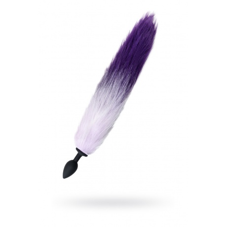 Анальная втулка с бело-фиолетовым хвостом POPO Pleasure by TOYFA, M, силикон, черная, 45 см, ? 3,3 с - фото 1