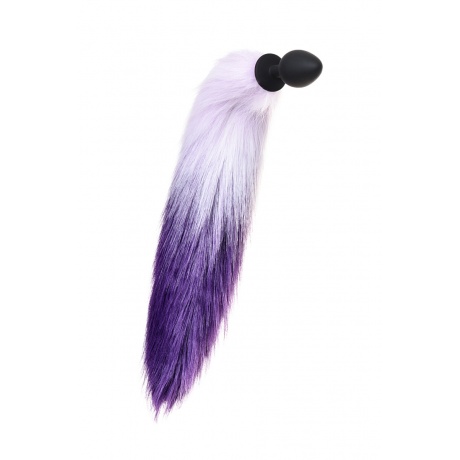 Анальная втулка с бело-фиолетовым хвостом POPO Pleasure by TOYFA, M, силикон, черная, 45 см, ? 3,3 с - фото 2