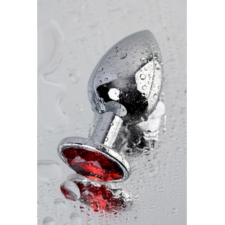 Анальная втулка Metal by TOYFA, металл, серебристая, с кристаллом цвета рубин, 9,5 см, ? 4 см, 420 г - фото 7