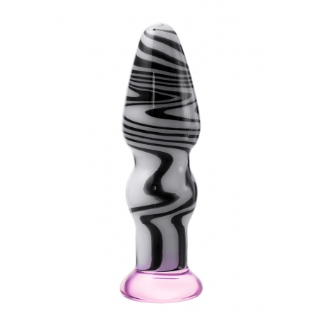 Анальная втулка Sexus Glass, стекло, бело-черная, 12,5 см, ? 3,5 см - фото 2