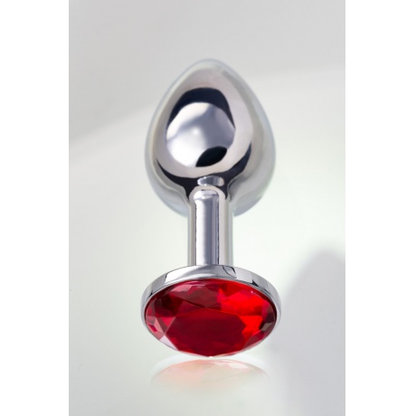 Анальная втулка Metal by TOYFA, металл, серебристая, с рубиновым кристаллом, 7,5 см, ? 3 см, 145 г - фото 10