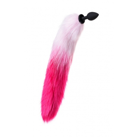 Анальная втулка с бело-розовым хвостом POPO Pleasure by TOYFA, S, силикон, черная, 45 см, ? 2,7 см - фото 2