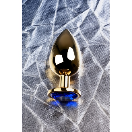 Анальная втулка Metal by TOYFA, металл, золотистая, с кристаллом цвета сапфир, 9,5 см, ? 4 см, 145 г - фото 8