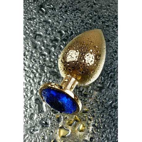 Анальная втулка Metal by TOYFA, металл, золотистая, с кристаллом цвета сапфир, 9,5 см, ? 4 см, 145 г - фото 9