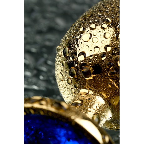 Анальная втулка Metal by TOYFA, металл, золотистая, с кристаллом цвета сапфир, 9,5 см, ? 4 см, 145 г - фото 10