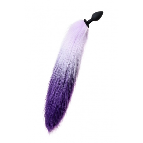 Анальная втулка с бело-фиолетовым хвостом POPO Pleasure by TOYFA, S, силикон, черная, 45 см, ? 2,7 с - фото 2