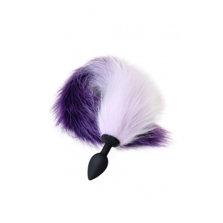Анальная втулка с бело-фиолетовым хвостом POPO Pleasure by TOYFA, S, силикон, черная, 45 см, ? 2,7 с - фото 4