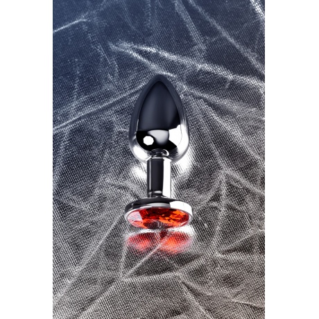 Анальная втулка Metal by TOYFA, металл, серебристая, с кристаллом цвета рубин, 7,1 см, ? 2,7 см, 150 - фото 9