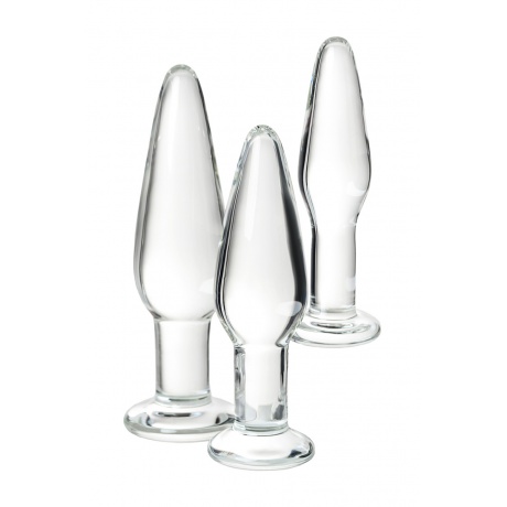 Набор анальных втулок Sexus Glass, стекло, прозрачный, 14/12,5/12 см, ? 4/3,5/3 см - фото 5