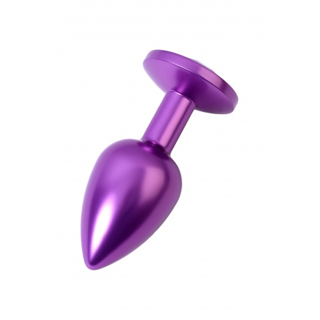 Анальная втулка, Metal by TOYFA, фиолетовая, с фиолетовым кристаллом, 7,2 см, ?2,8 см, 50 г - фото 3