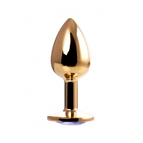Анальная втулка Штучки-Дрючки, металл, золотая, с фиолетовым кристаллом, 7 см, ? 2,8 см, 50 г - фото 3