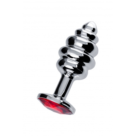 Анальная втулка Штучки-Дрючки, металл, серебряная, с красным кристаллом, 7 см, ? 3 см, 55 г - фото 2