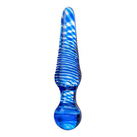 Двусторонний фаллоимитатор Sexus Glass, стекло, синий, 17 см - фото 2