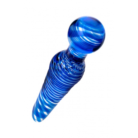 Двусторонний фаллоимитатор Sexus Glass, стекло, синий, 17 см - фото 3