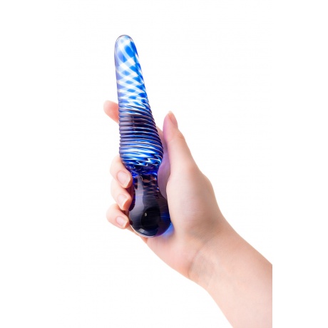 Двусторонний фаллоимитатор Sexus Glass, стекло, синий, 17 см - фото 4