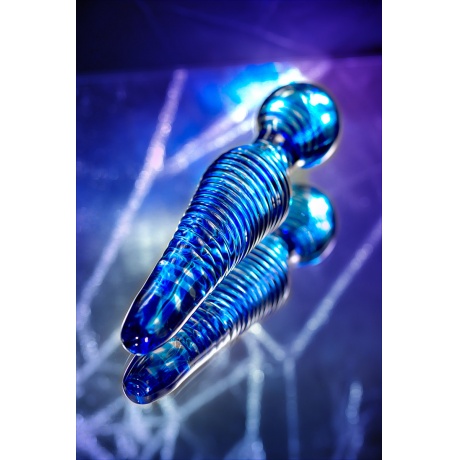 Двусторонний фаллоимитатор Sexus Glass, стекло, синий, 17 см - фото 9
