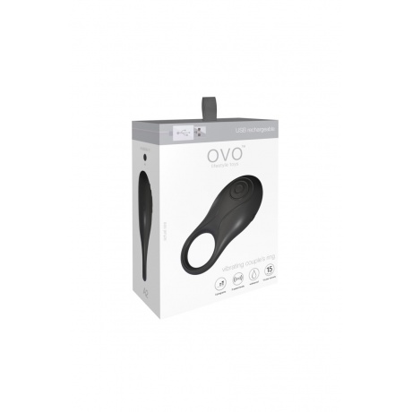 Эрекционное кольцо OVO инновационной формы с вибрацией, перезаряжаемое, силиконовое, черное - фото 2