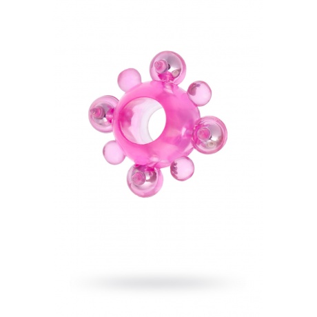 Эрекционное кольцо с бусинками TOYFA, TPE, розовый - фото 1