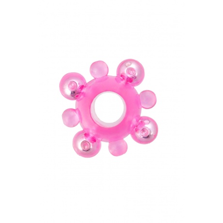 Эрекционное кольцо с бусинками TOYFA, TPE, розовый - фото 2