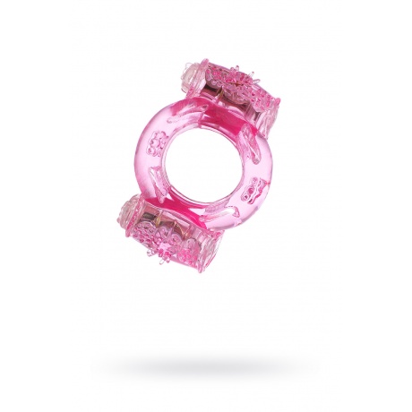 Эрекционное кольцо на пенис с двойной вибрацией, TOYFA, TPE, розовый - фото 1