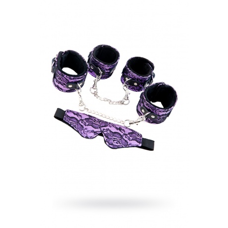 Кружевной набор TOYFA Marcus (наручники, оковы и маска), пурпурный - фото 1