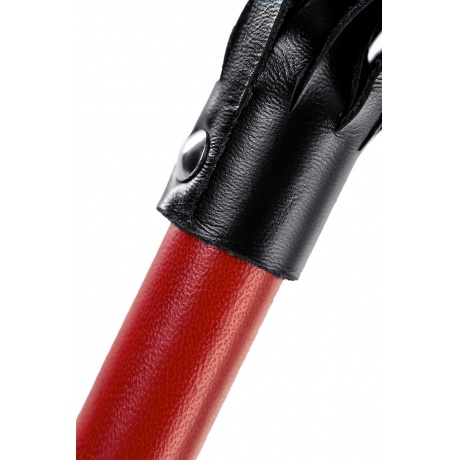 Плеть Pecado BDSM, красная рукоять, чёрные хлысты, натуральная кожа - фото 3