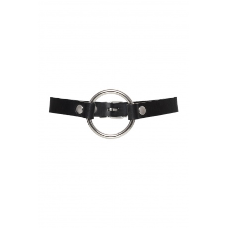 Чокер Pecado BDSM, с круглым кольцом, модель 1, натуральная кожа, черный - фото 2