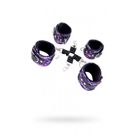 Кружевной бондажный комплект TOYFA Marcus (сцепка, наручники и оковы), пурпурный - фото 1