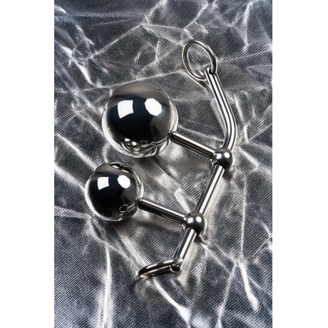 Стринги с двумя шарами, TOYFA Metal, серебристые - фото 5