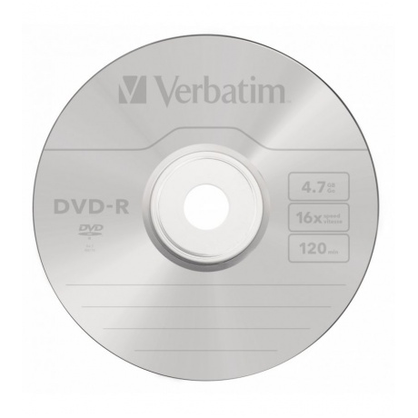 Диски DVD-R Verbatim 4.7Gb 16x Cake Box (10шт) (43523) - фото 1
