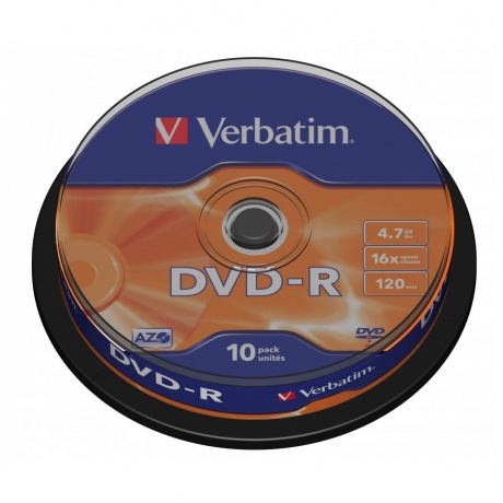 Диски DVD-R Verbatim 4.7Gb 16x Cake Box (10шт) (43523) - фото 2