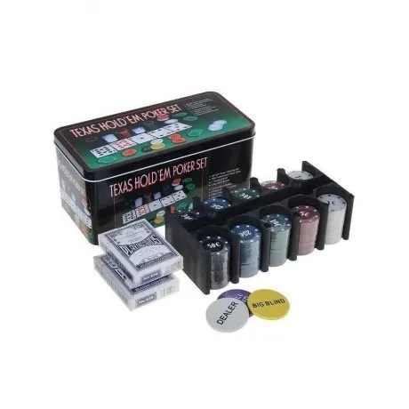 Набор "Покер" в мет.банке (200 фишек с номиналом 4 гр.,2 колоды ...