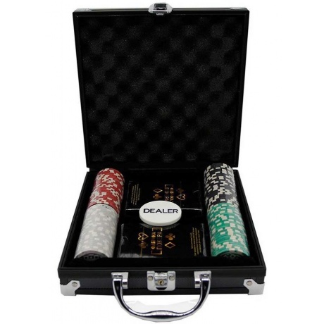 Набор из 100 фишек Фабрика Покера с номиналом для покера в кейсе (цвет в ассорт.) арт.CPPS100B - фото 1
