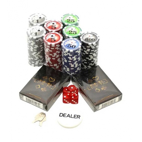 Набор из 200 фишек Фабрика Покера для покера с номиналом в кейсе (цвет в ассорт.) арт.CPPS200B - фото 2