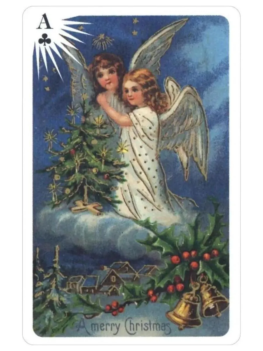 Карты "Old Time Christmas Angels Deluxe Double Bridge Deck" - фото 2