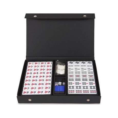 Маджонг в кожанном кейсе (синие фишки) - фото 1