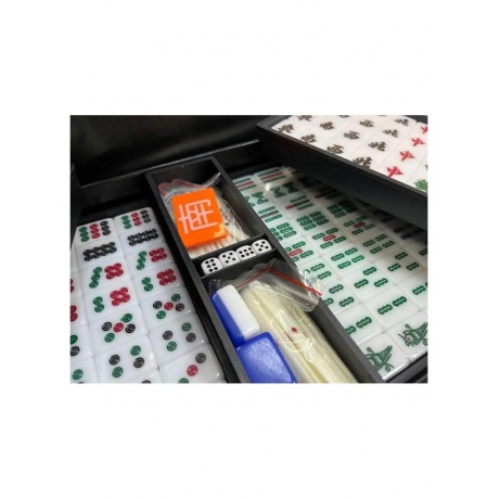 Маджонг в кожанном кейсе (синие фишки) - фото 3