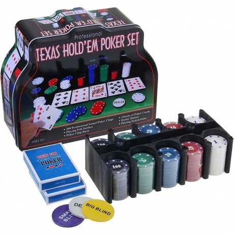 Набор Покер в метбанке 200 фишек с номиналом 4 гр2 колоды картсукно арт1897BR5018 хорошее состояние 1146₽