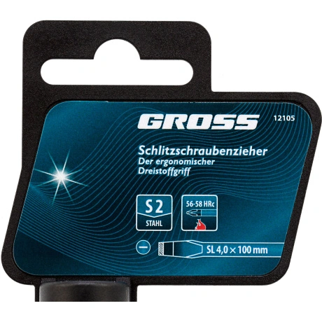 Отвертка SL4 x 100 мм, S2, трехкомпонентная рукоятка Gross (1210...