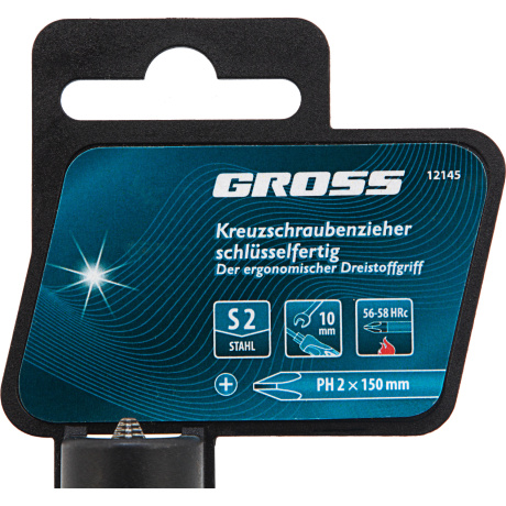 Отвертка PH2 x 150 мм, S2, трехкомпонентная ручка Gross (12145)