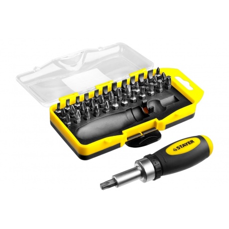 Отвертка с набором бит Stayer 2557-H38