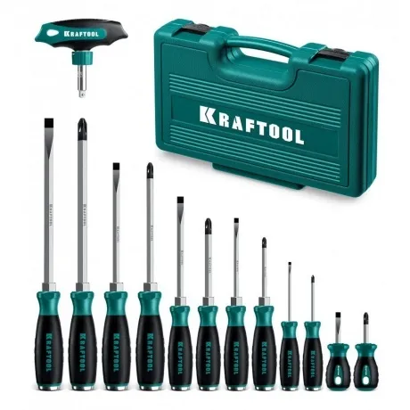Набор ударных отверток KRAFTOOL IMPACT 13 шт, сквозной стержень ...