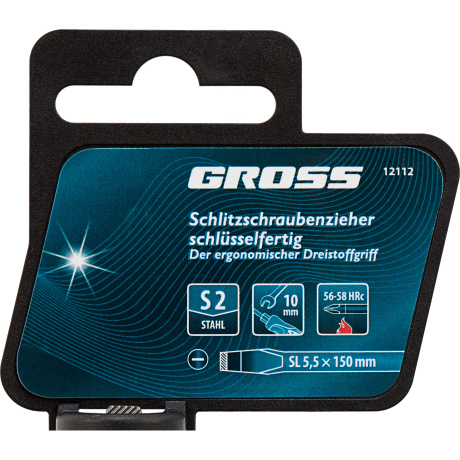 Отвертка GROSS 12112, SL5,5x150 мм, S2, 3к рукоятка - фото 2