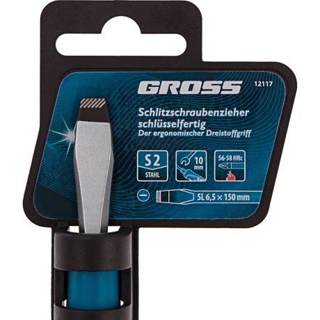 Отвертка GROSS 12117, SL6,5x150 мм, S2, 3к рукоятка - фото 4