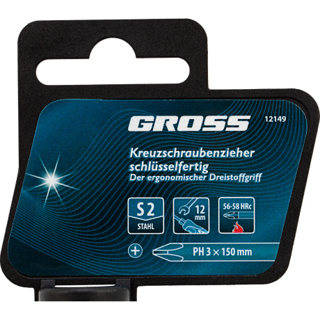 Отвертка GROSS 12149, PH3x150 мм, S2, 3к ручка - фото 3