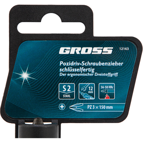 Отвертка GROSS 12163, PZ3x150 мм, S2, 3к ручка - фото 3