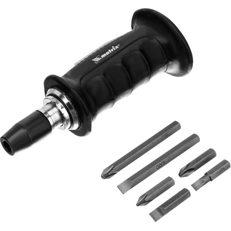 Отвертка ударно-поворотная Matrix 11561, 1/2" + биты, 6 пред., PH + SL, CS, обрезиненная рукаятка