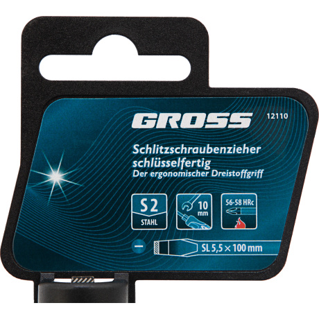 Отвертка GROSS 12110, SL5,5x100 мм, S2, 3к рукоятка - фото 3