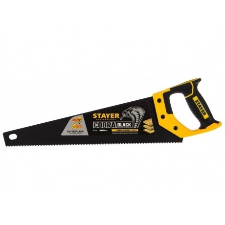 

Ножовка универсальная (пила) Cobra BLACK 400 мм, 7TPI, тефлон покрытие, рез вдоль и поперек волокон, для средних заготовок, фанеры, ДСП, МДФ, STAYER